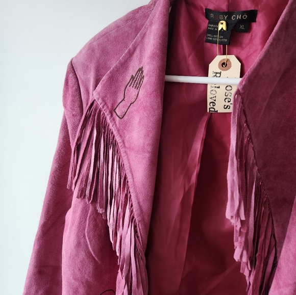 Vintage 100% suede pink fringe jacket - Picture 2 of 7